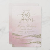 Elegante Waterverf Blush Baby shower Invitation Kaart (Voorkant / Achterkant)