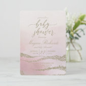 Elegante Waterverf Blush Baby shower Invitation Kaart (Staand voorkant)