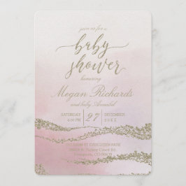 Elegante Waterverf Blush Baby shower Invitation Kaart
