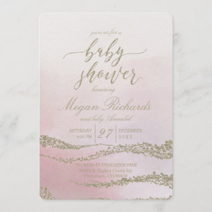 Elegante Waterverf Blush Baby shower Invitation Kaart