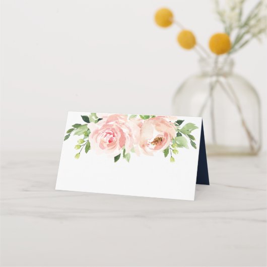 Elegante Waterverf Blush Bloemen Bruiloft Plaatskaartje (Achterkant)