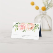 Elegante Waterverf Blush Bloemen Bruiloft Plaatskaartje (Voorkant)