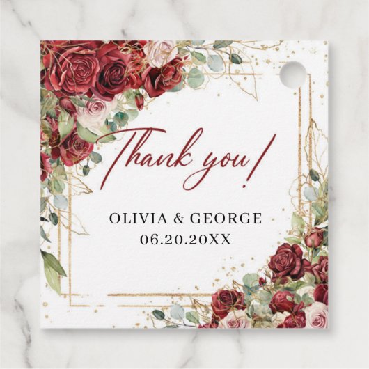 Elegante waterverf blush bordeaux eucalyptus bedankjes labels (Achterkant)