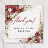 Elegante waterverf blush bordeaux eucalyptus bedankjes labels (Voorkant)