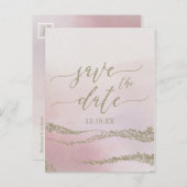 Elegante Waterverf Blush Bruiloft Save the Date Aankondigingskaart (Voorkant / Achterkant)