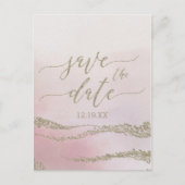 Elegante Waterverf Blush Bruiloft Save the Date Aankondigingskaart (Voorkant)
