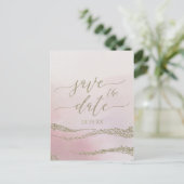 Elegante Waterverf Blush Bruiloft Save the Date Aankondigingskaart (Staand voorkant)