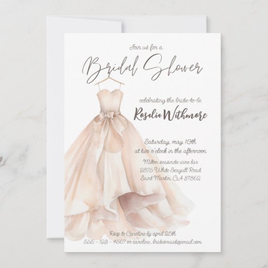 Elegante waterverf blush dress vrijgezellenfeest kaart (Voorkant)