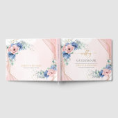Elegante waterverf blush en blauw bloemengroen gastenboek (Volledig)