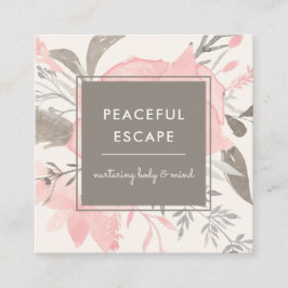 Elegante Waterverf Blush en Taupe | met sociale | Vierkante Visitekaartje