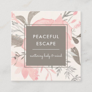 Elegante Waterverf Blush en Taupe   met sociale   Vierkante Visitekaartje