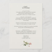 Elegante Waterverf Blush Garden Roze Rose Bruiloft Menu (Voorkant)