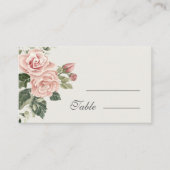 Elegante Waterverf Blush Garden Roze Rose Bruiloft Plaatskaartje (Voorkant)