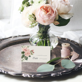 Elegante Waterverf Blush Garden Roze Rose Bruiloft Plaatskaartje