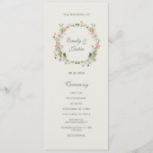 Elegante Waterverf Blush Garden Roze Rose Bruiloft Programmakaart (Voorkant)