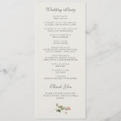 Elegante Waterverf Blush Garden Roze Rose Bruiloft Programmakaart (Achterkant)