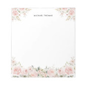 Elegante Waterverf Blush Pink pioenen Notitieblok (Voorkant)