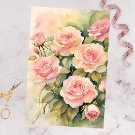 Elegante Waterverf Blush Pink Roses Tissuepapier