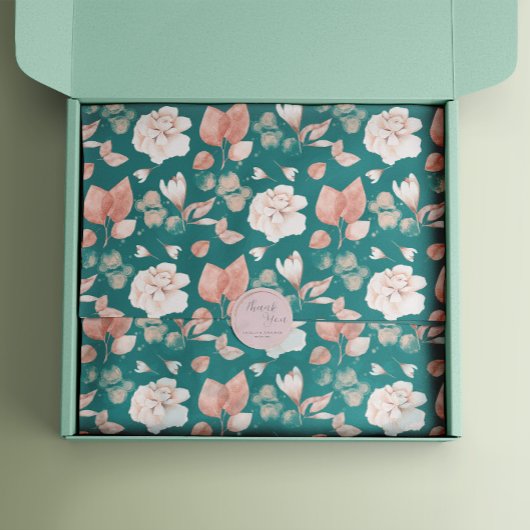 Elegante Waterverf Blush Roze Bloemmotief Tissuepapier