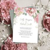 Elegante Waterverf Blush Roze bruiloft Bloemen Kaart