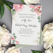 Elegante Waterverf Blush Roze bruiloft Bloemen Kaart