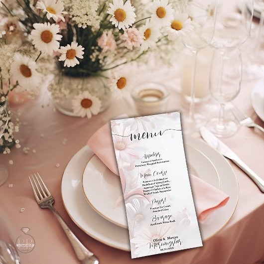 Elegante Waterverf Blush Roze Daisies