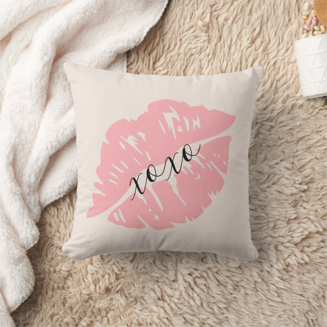 Elegante waterverf Blush Roze Lippen XOXO Geperson Kussen (Deken)