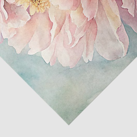 Elegante waterverf blush roze pioenroos boeket tissuepapier (Detail)