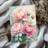 Elegante waterverf blush roze pioenroos boeket tissuepapier