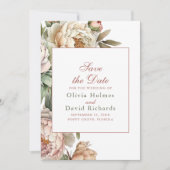 Elegante Waterverf Blush Roze Pioenrozen Bruiloft Save The Date (Voorkant)