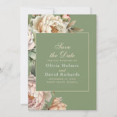 Elegante Waterverf Blush Roze Pioenrozen Bruiloft Save The Date (Voorkant)