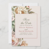 Elegante Waterverf Blush Roze Pioenrozen Bruiloft Save The Date (Voorkant)