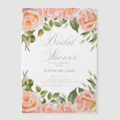 Elegante Waterverf Blush Rozen Vrijgezellenfeest Vellum Uitnodigingen (Voorkant)