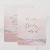 Elegante Waterverf Blush zal je bruidsmeisje zijn Kaart (Voorkant / Achterkant)