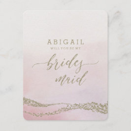 Elegante Waterverf Blush zal je bruidsmeisje zijn Kaart
