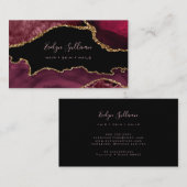 elegante waterverf bogundy agate in zwart visitekaartje (Voorkant / Achterkant)