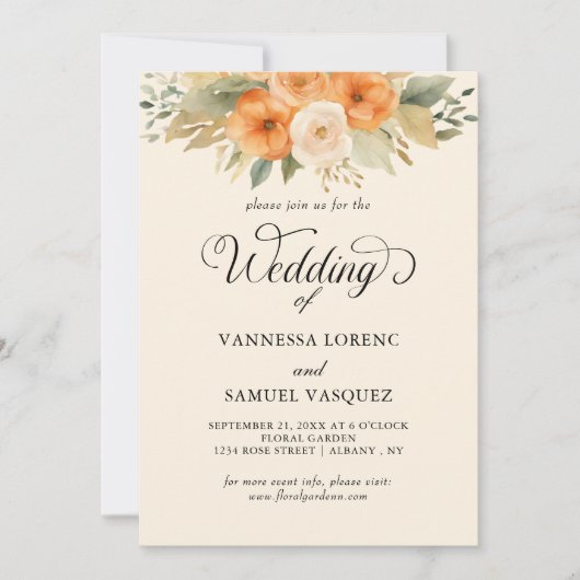 Elegante Waterverf Boheemse bruiloft uitnodiging (Voorkant)