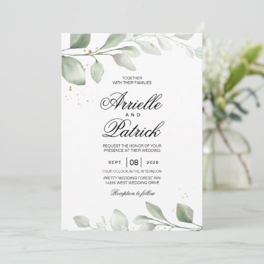 Elegante Waterverf Boho Blad Kaart (Staand voorkant)