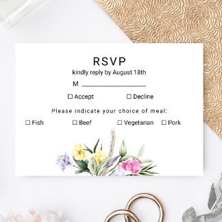 Elegante Waterverf Boho Bloemige Bruiloft RSVP Kaartje