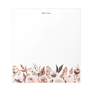 Elegante Waterverf Boho Bloemige Persoonlijke  Notitieblok