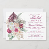 Elegante Waterverf Boho Bloemrijke Bruidsuitnodigi Kaart (Voorkant)