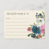 Elegante Waterverf Boho Blue Floral Baby shower Advieskaart (Voorkant)