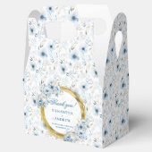 Elegante Waterverf Boho Dusty Blue Gold Wedding Bedankdoosjes (Geopend)