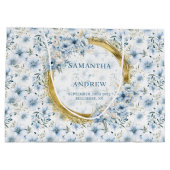 Elegante Waterverf Boho Dusty Blue Gold Wedding Groot Cadeauzakje (Achterkant)