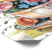 Elegante Waterverf Boho Floral Art Poster (Hoek)
