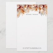 Elegante Waterverf Boho Floral gepersonaliseerd Briefpapier (Voorkant / Achterkant)