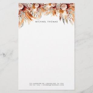Elegante Waterverf Boho Floral gepersonaliseerd Briefpapier