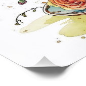 Elegante Waterverf Boho Floral glanzend Poster (Hoek)