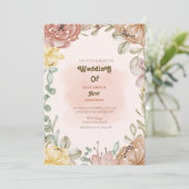 elegante waterverf BOHO FLORAL WEDDING Kaart (Staand voorkant)