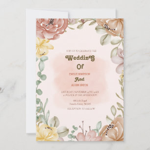 elegante waterverf BOHO FLORAL WEDDING Kaart